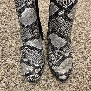 Snake print ankle boots